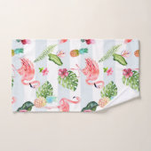 PixDezines Pink Flamingo+Floral Wasserfarbe Badhandtuch Set (Handtuch)
