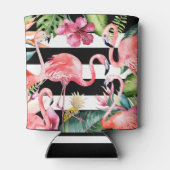 PixDezines Pink Flamingos+Floral Wasserfarbe Dosenkühler (Rückseite)