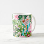 PixDezines Pink Flamingos+Tropical Foliage Kaffeetasse (VorderseiteRechts)