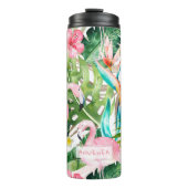 PixDezines Pink Flamingos+Tropical Foliage Thermosbecher (Vorderseite)