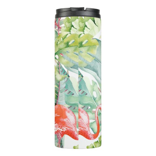 PixDezines Pink Flamingos+Tropical Foliage Thermosbecher (Rückseite)