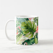 PixDezines Pink Flamingos+Tropischer Foliage Kaffeetasse (Links)