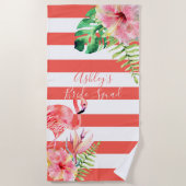 PixDezines PINK FLAMINGOS, TROPISCHES THEMA Strandtuch (Vorderseite)