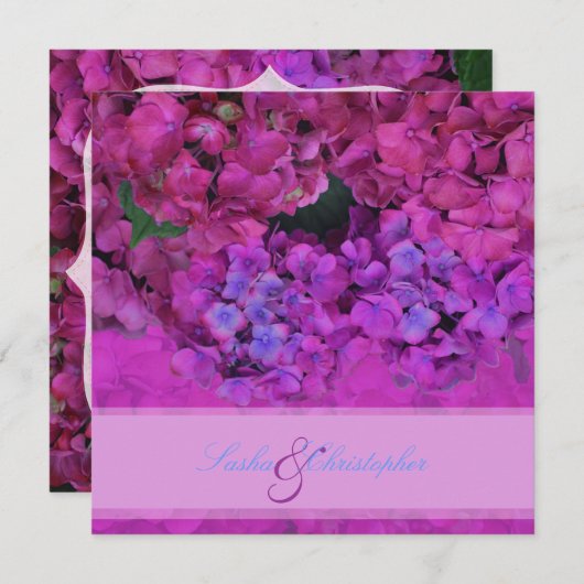 PixDezines Pink/Fuschia Hydrangea Einladung (Vorne/Hinten)