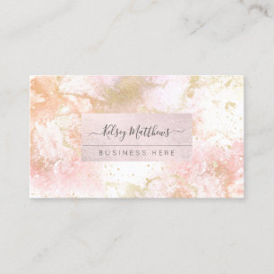 PixDezines Pink Gold Aquarellfarben Agate Visitenkarte