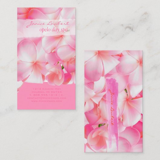 PixDezines PINK KONA PLUMERIAS Visitenkarte (Vorne/Hinten)