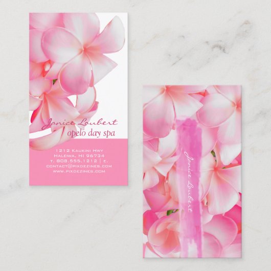 PixDezines PINK KONA PLUMERIAS Visitenkarte (Vorne/Hinten)