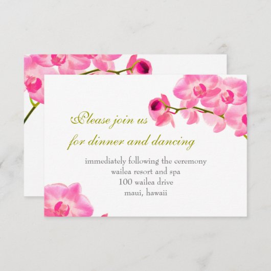 PixDezines Pink maui Orchideen/Empfang-Karten Einladung (Vorne/Hinten)