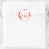 PixDezines Pink+Orange Watercol Tallit Bat Mitzvah Runder Aufkleber (Tasche)