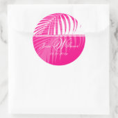PixDezines Pink Palm Fronds, DIY Hintergrund Runder Aufkleber (Tasche)