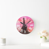 PixDezines pink paris/eiffel tower Runde Wanduhr (Zuhause)
