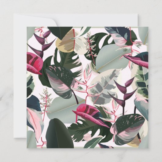 PixDezines Pink Pastel Dark Blue Gum Foliage Einladung (Rückseite)