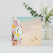 PixDezines PINK PLUMERIA+STARFISH+WIRBEL+STRAND Einladung (Stehend Vorderseite)
