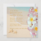 PixDezines PINK PLUMERIA+STARFISH+WIRBEL+STRAND Einladung (Rückseite)