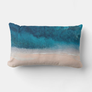 PixDezines PINK SAND STRAND TIEF BLAUE MEER Lendenkissen