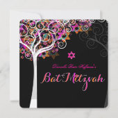 PixDezines Pink Tree of Life Bat Mitzvah Einladung (Vorderseite)