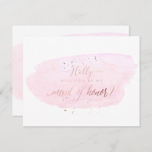 PixDezines Pink Wasserfarbe Trauzeugin Einladung (Vorne/Hinten)