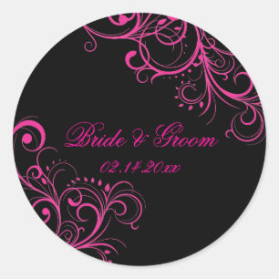 PixDezines Pink Wirbel/DIY Hintergrundfarbe! Runder Aufkleber