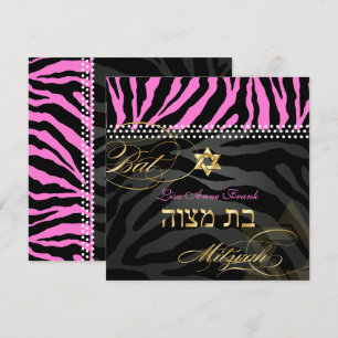 PixDezines Pink Zebra Bat Mitzvah / DIY Farbe Einladung