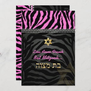 PixDezines Pink Zebra Bat Mitzvah / DIY Farbe Einladung