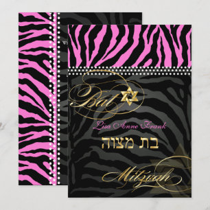 PixDezines Pink Zebra Bat Mitzvah / DIY Farbe Einladung