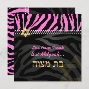 PixDezines Pink Zebra Bat Mitzvah / DIY Farbe Einladung