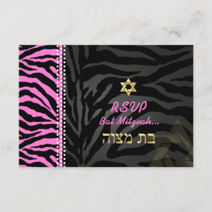 PixDezines  Pink Zebra Bat Mitzvah RSVP/ DIY Farbe RSVP Karte