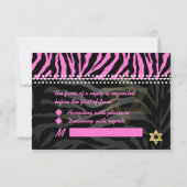 PixDezines Pink Zebra Bat Mitzvah UAWG/ DIY RSVP Karte (Rückseite)