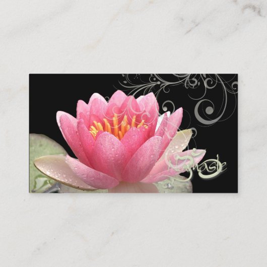 PixDezines Pinker Wasserlilie + Perlfische Wirbel Visitenkarte (Rückseite)