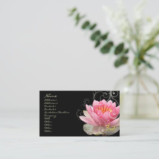 PixDezines Pinker Wasserlilie + Perlfische Wirbel Visitenkarte (Stehend Vorderseite)