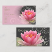PixDezines Pinker Wasserlilie + Perlfische Wirbel Visitenkarte (Vorne/Hinten)