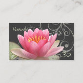 PixDezines Pinker Wasserlilie + Perlfische Wirbel Visitenkarte (Rückseite)