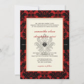 PixDezines Piqué, Damaskus / Schwarz + Roter Velve Einladung (Rückseite)