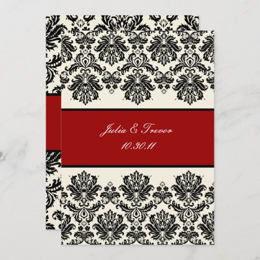 PixDezines Piqué, Damast / Schwarz + Aus Weiß Einladung (Vorne/Hinten)