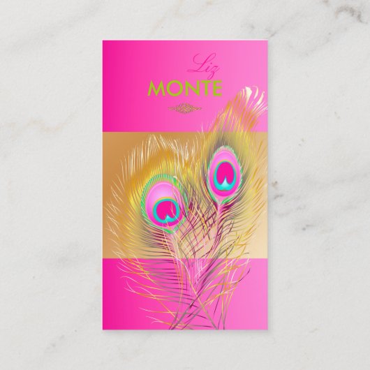 PixDezines Pizzazz Pfauenfeder für Langlebigkeit Visitenkarte (Rückseite)