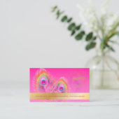 PixDezines Pizzazz Pfauenfeder für Langlebigkeit Visitenkarte (Stehend Vorderseite)