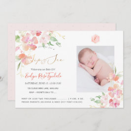 PixDezines Platterbsen Wasserfarbenblush Sip+See Einladung