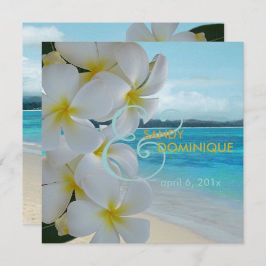 PixDezines PLUMERIA LEI/BEACH/TROPICAL/DIYfonts Einladung (Vorne/Hinten)