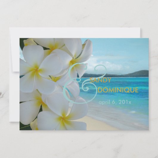 PixDezines PLUMERIA LEI/BEACH WEDD Einladung (Vorderseite)