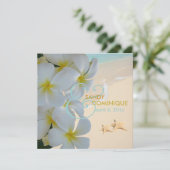 PixDezines Plumeria Lei/Strand/Starfish tropisch Einladung (Stehend Vorderseite)