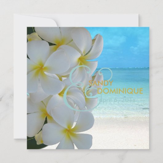 PixDezines Plumeria Lei/Strand/tropische Hochzeit Einladung (Vorderseite)
