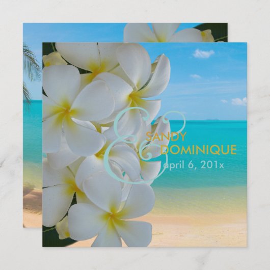 PixDezines Plumeria Lei/Strand/tropische Hochzeit Einladung (Vorne/Hinten)