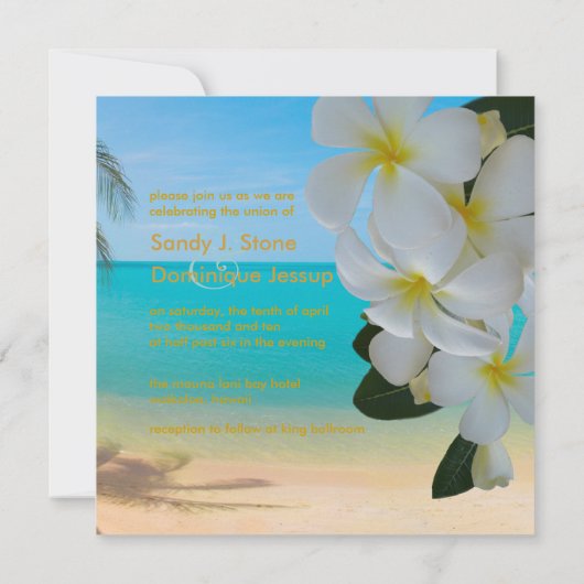 PixDezines Plumeria Lei/Strand/tropische Hochzeit Einladung (Rückseite)