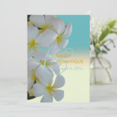 PixDezines plumerias/tropischer Strand Einladung (Stehend Vorderseite)