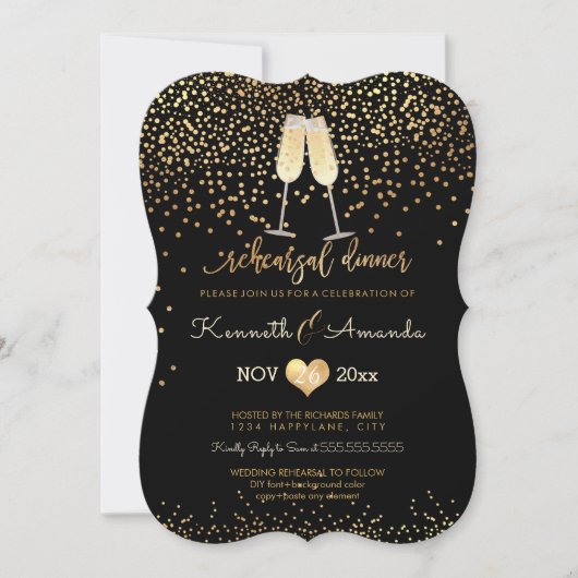 PixDezines Probe Dinner/Champagner Bubbles Einladung (Vorderseite)