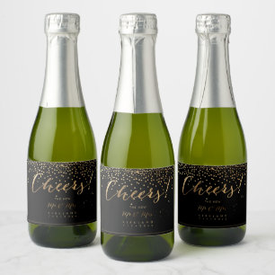 PixDezines Prost+Falsches Gold Konfetti Schaumweinetikett
