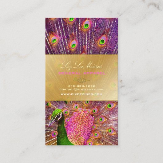 PixDezines Proud Pfauenfeder für Langlebigkeit Visitenkarte (Vorderseite)