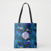 PixDezines PSYCHEDELIC BLAUE PEACOCK FEATHER Tasche (Vorderseite)