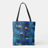 PixDezines PSYCHEDELIC BLAUE PEACOCK FEATHER Tasche (Rückseite)
