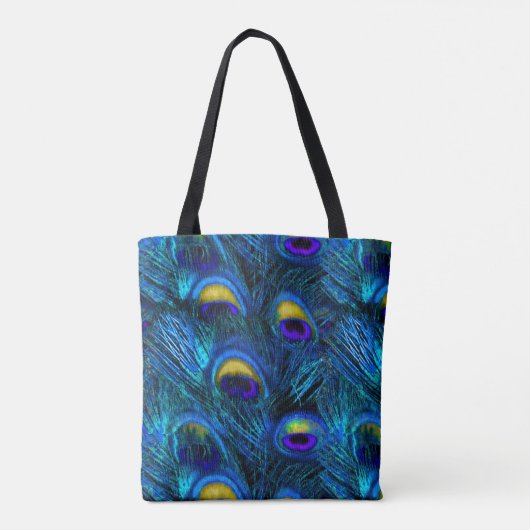 PixDezines PSYCHEDELIC BLAUE PEACOCK FEATHER Tasche (Rückseite)